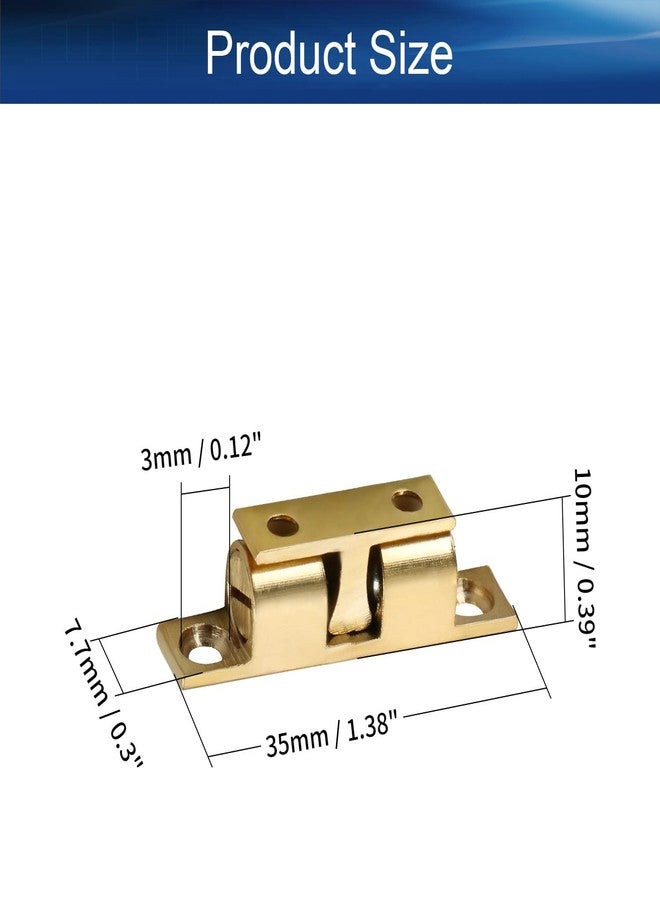 Yinpecly 2pcs Brass Cabinet Door Closet Double Ball Tension Latch Catch Hardware Fitting for Cabinet Closet Furniture Door, 1.38 inch Length Copper Tone - Image 4